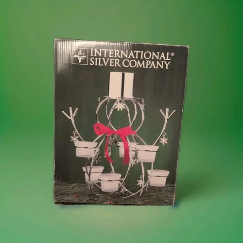 INTERNATIONAL SILVER COMPANY Holiday SNOWMAN Candle Holder Votive Display 12x9" image 2