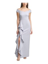 VINCE CAMUTO Womens Gray Short Sleeve Off Shoulder Full-Length Evening Dress 6