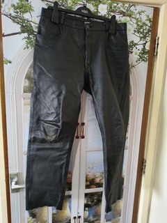 Leather Biker Motorcycle Trousers 34inch Waist 28inch Inside Leg