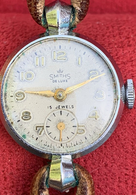 Smiths de Luxe 15 Jewels Damen Vintage 50er Jahre Uhr Original Lederarmband