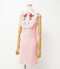 Gucci Dress Size 36 Sleeveless Lace Embroidery GG Pearl Italy Used