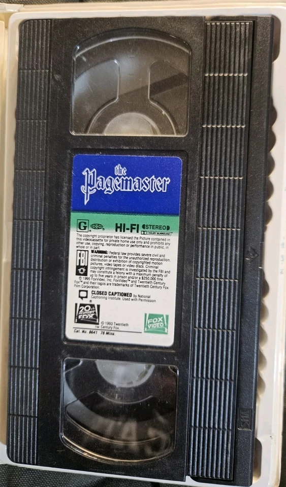 The Pagemaster 1995 VHS Clamshell Macaulay Culkin, Christopher Lloyd Estate Item - Image 2 of 3