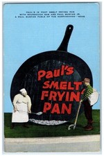 c1940's Paul 12 Foot Smelt Frying Pan Sourdough Sam Paul Bunyan Vintage Postcard