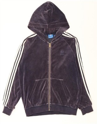 ADIDAS Herren Velour Zip Hoodie Pullover Medium Navy Blau Baumwolle DD13