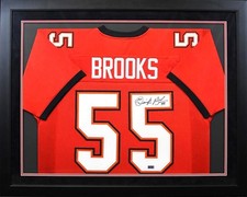 DERRICK BROOKS AUTOGRAPHED TAMPA BAY BUCCANEERS #55 FRAMED JERSEY COA