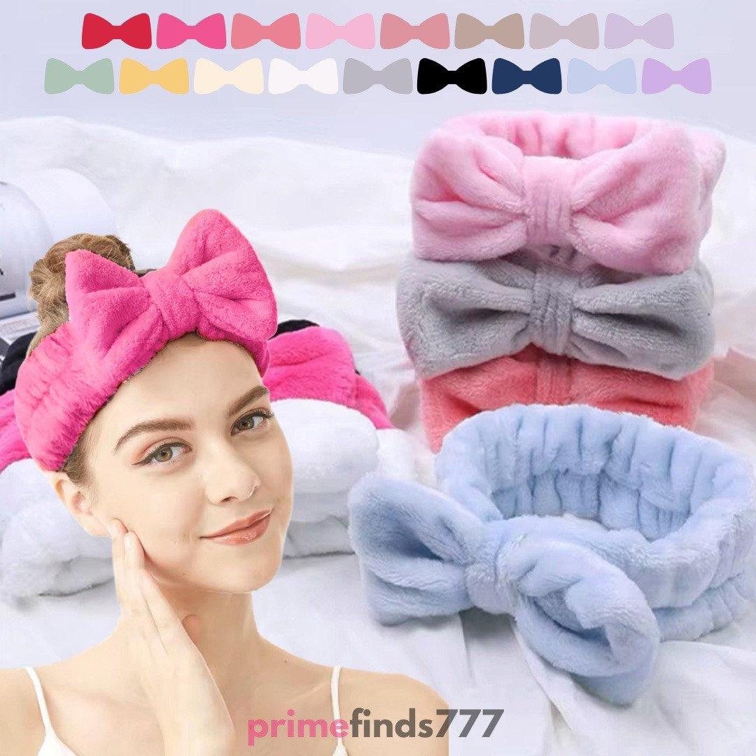 Cute Soft Big Bow Spa Headband for Women Face Washing