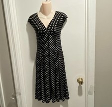 New Chaps RL Polka Dot Babydoll Fit Flare Coquette Cruise Coastal Midi Dress PL
