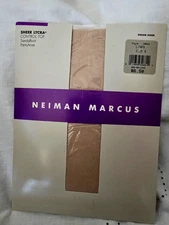 NEIMAN MARCUS Sheer Lycra Control Top Sandalfoot Pantyhose~SZ B~Linen