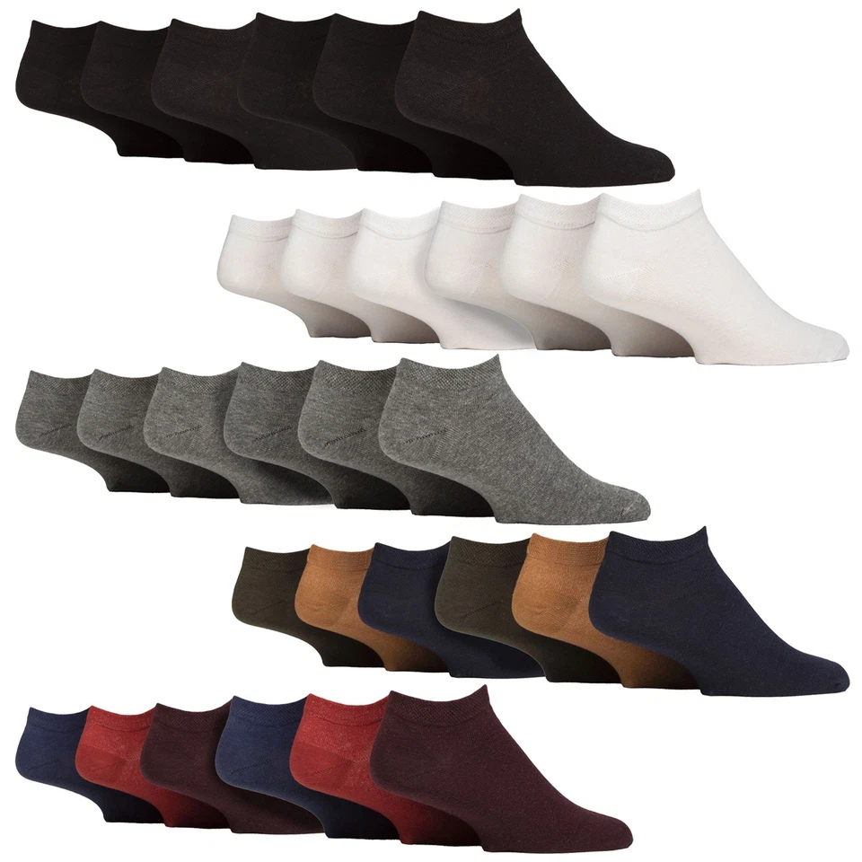 IOMI 6 Pack Mens Diabetic Trainer Socks | Cushioned Foot Wide Ankle Socks