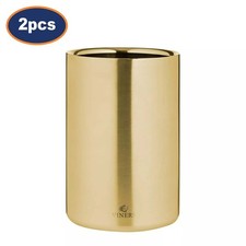 Image of Champagne Cooler Stainless Steel 1.3L Gold Double Walled Wine Bottle Chiller 2pc