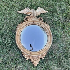 Vintage Syroco 4010 Federal Wall Convex Eagle Mirror Gold Brown Plastic 60s USA