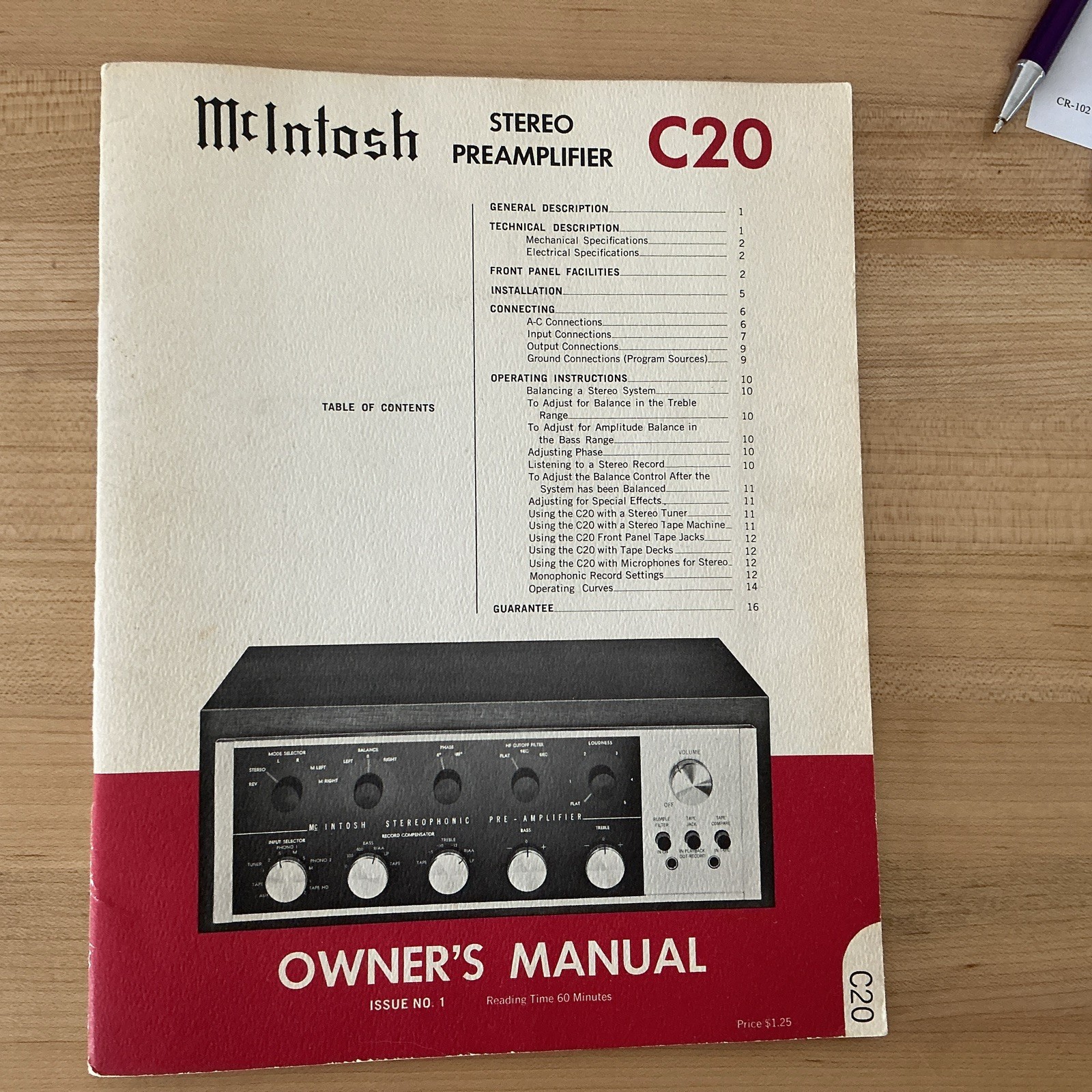 McIntosh C20 Stereo Preamplifier Owner's Manual McIntosh stereo C-20
