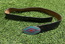 Gap 1993 Southwestern Multicolored Buckle Leather Belt Unisex Made in USA