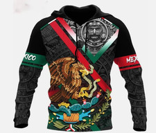 Mexico Flag Print Hoodie For Men Mexican Hooded Sweatshirt Vintage Personalised