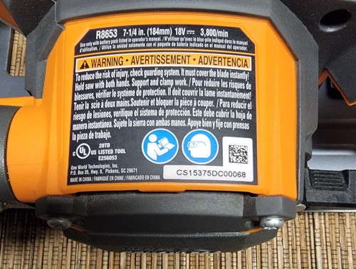 RIDGID BRUSHLESS 18V 7-1/4" Circular Saw R8653B NEW OPEN BOX - Picture 6 of 7