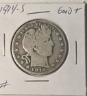 1914-S Barber Half Dollar 50 Cents Good+ San Francisco US 90% Good Plus