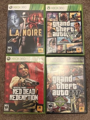 XBOX 360 Lot Of 4 Games Red Dead Redemption, Grand Theft Auto V + IV, LA Noire