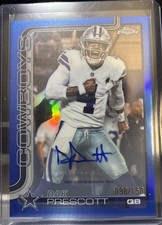 2025 Topps Chrome Dak Prescott Auto Blue Wave Refractor 67/150