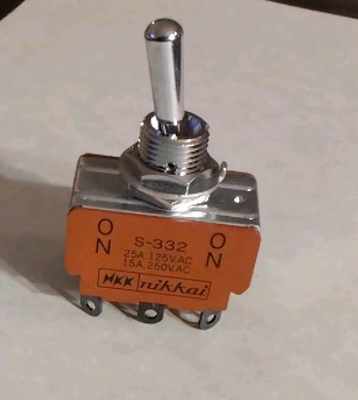 #ad NEW TOGGLE SWITCH ON ON DPDT 25A@125VAC 15A@250VAC SOLDER TAB NKK S 332 $10.67
