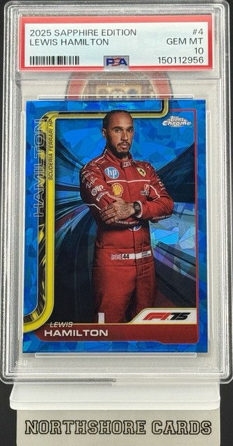 2025 Topps Chrome Formula 1 Sapphire - Lewis Hamilton #4 Portrait - PSA 10