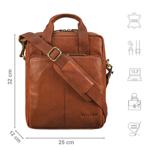 'Dave' Sacoche Homme bandouliere Cuir Voyage Sacoche Ordinateur 13.3 Pouces M... - Afbeelding 2 van 7