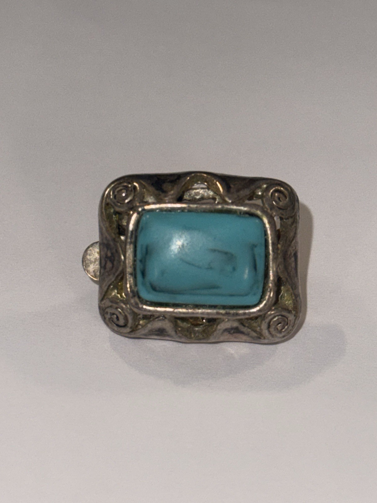 Silver Turquoise Gemstone Rectangular Jewelry Cuf… - image 2