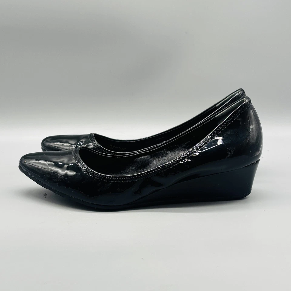 Cole Haan 鞋女式 6 黑色专利 Tali Lux 坡跟高跟鞋懒人工作尖头 — 第 4/4 张图片