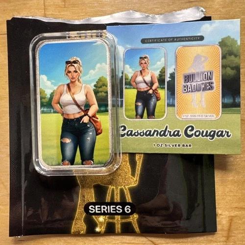 Cassandra Cougar 1 Ounce .999 Silver Bar •480 Minted•Bullion Baddies Series 6