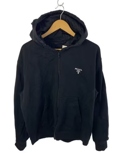 PRADA/Nylon switch full-zip hoodie/M/Cotton/Black/Solid/UJL186 S202 1YYB