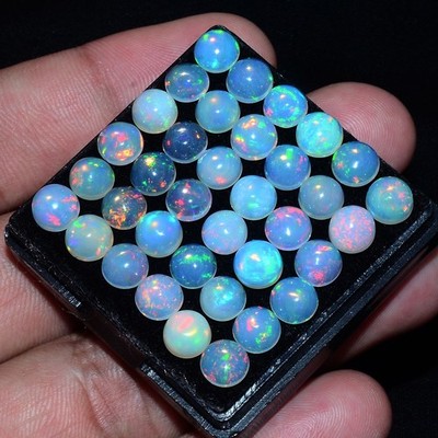 15 Stück Natürlich Opal Äthiopische 7mm Hi-Grade Rund Flashy Farben Lose