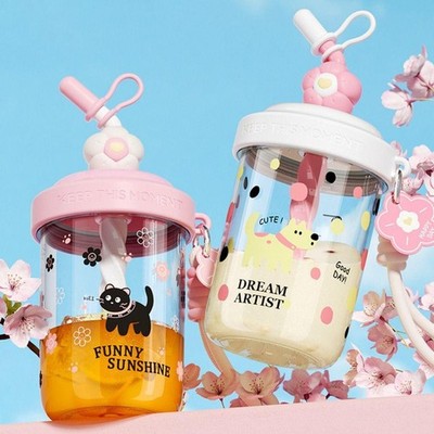 580ml Trinkflasche Mit Strohhalm, Staubkappe, Griff, Ideal Für Shakes & Saft