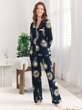 BNWT Chelsea Peers Sunburst Zebra  Long Pyjama Set, Navy Size: 8 RRP: £55.00