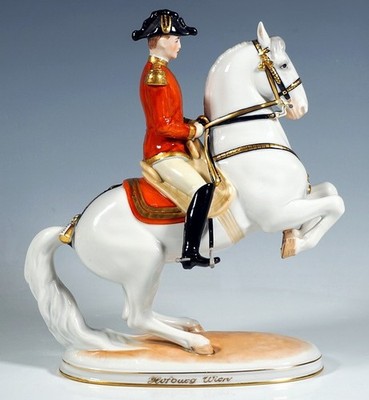 Augarten Vienna Spanish Riding School LevaDe Rider Figure Porcelain 1960
