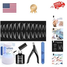 Beetles Gel Nail Kit Short Almond, 240Pcs Easy Nail Extension Set Shaped Clea...