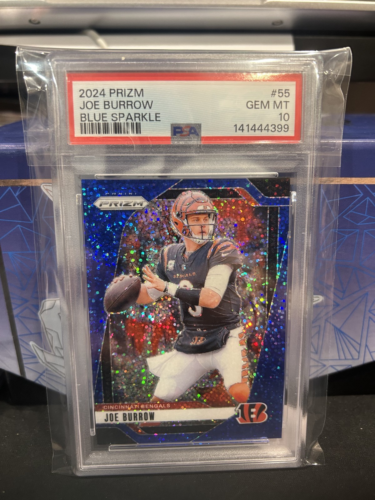 2024 Panini Prizm Joe Burrow #55 Blue Sparkle Prizm /96 Bengals LOW POP PSA 10