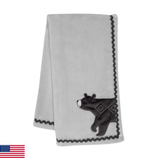 Lambs Ivy Lambs Ivy Woodland Forest Gray Fleece Bear Nursery Baby Blanket