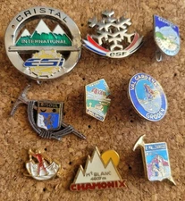 Lot 9 Pin's Broches Ski Montagne Insigne Chamonix Italie Risoul Esf Émaillé 