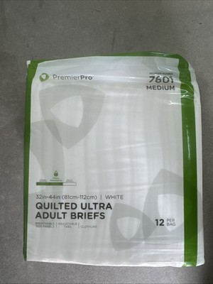 Premier pro Quilted Adult Briefs (12 Pack) Heavy Absorbency- Size Medium 7601