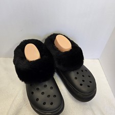 Crocs Fur Classic Mammoth Clog Black size W 10/M 8 Comfort Cushion Slip On Shoes