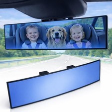 Clip On Rear View Mirror Blue Tint Wide Angle Hd Anti Glare Universal Car Truck