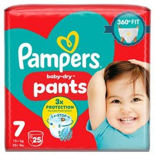 Pampers Baby-Dry Nappy Pants Size 7, 25 Nappies, 17kg+, Jumbo+ Pack