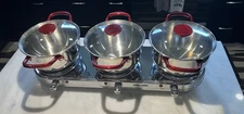 Kalorik Stainless Steel Triple Buffet Burner w/Pots, Lids & Lid Rest - Red