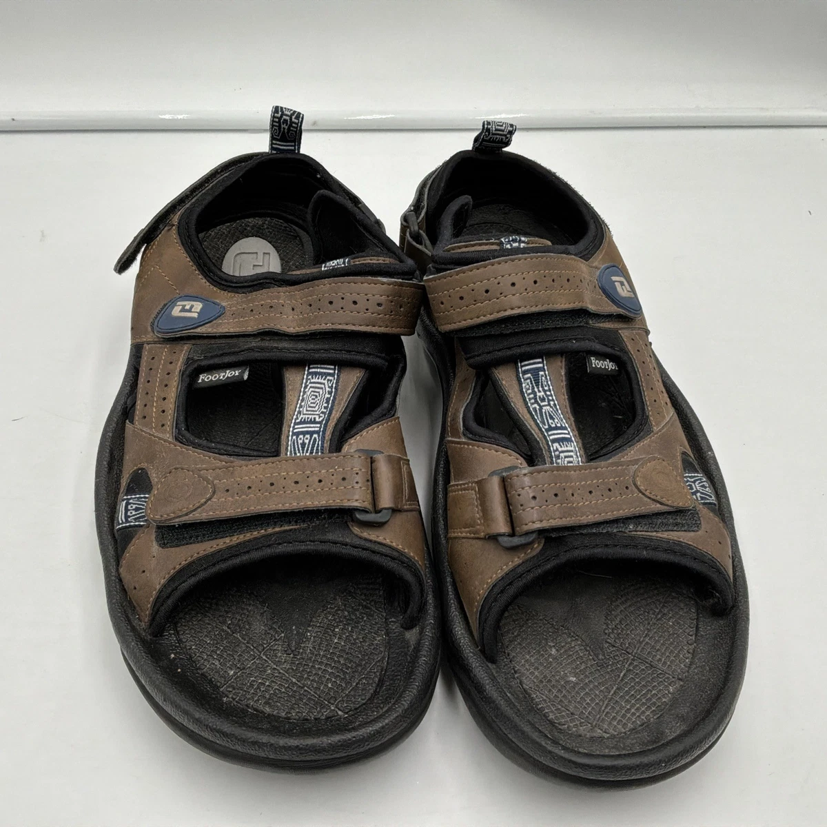 Foot Joy Mens Golf Sandals Beige Black Soft Spikes Hook & Loop Size 8M footjoy golf sandals products for sale | eBay main image 2