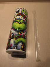 GRINCH I'M FINE 20 OZ. CHRISTMAS TUMBLER W/ LID  STRAW  NEW  