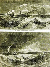 Caribbean Sea GALE off HAYTI HAITI Mosquito Coast 1859 Antique Art Print Matted