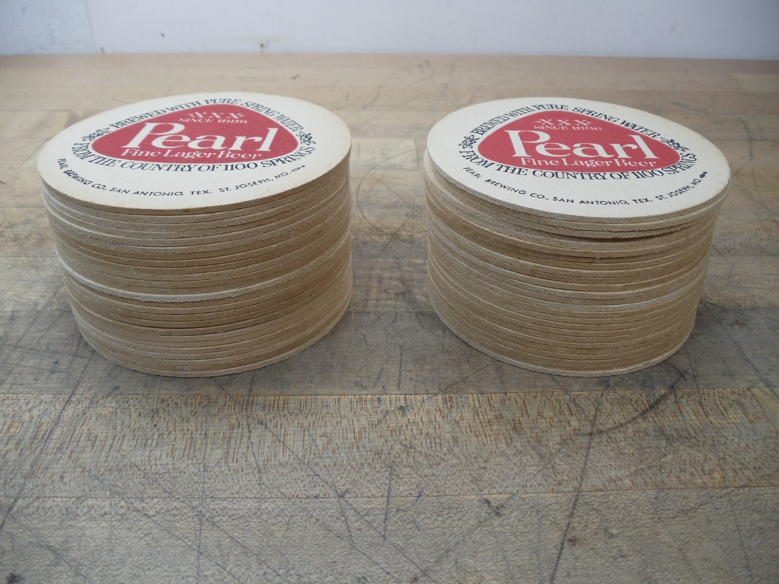 Pearl fine lager beer vintage two sided coasters. Lot of 50 approx. 4
