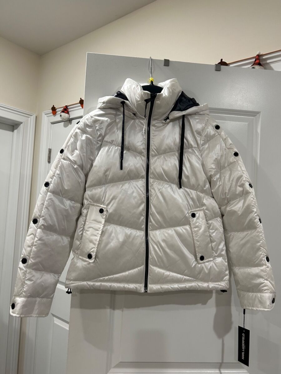 KARL LAGERFELD /Women's Hooded Down Puffer Jacket/ white KARL LAGERFELD /Women's Hooded Down Puffer Jacket/ white