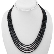 TOP RARE 177.00 CTS NATURAL 5 LINE BLACK SPINEL ROUND BEADS NECKLACE RS 