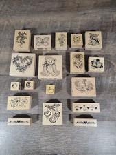 PSX Rubber Stamp Lot bear Cat letters Xmas Flower Heart Vintage