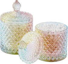 rejomiik Qtip Holder Glass Apothecary Jars with Lid Bathroom Accessories Vanity